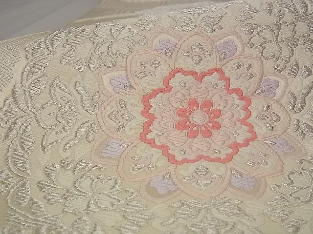 平和屋着物■六通柄袋帯 唐織 正倉院花文 銀糸 正絹 逸品 AAAC1589Apf