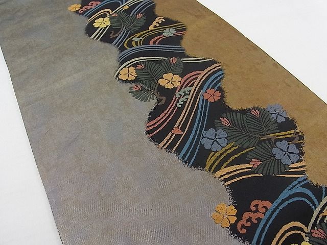 平和屋着物■六通柄袋帯 唐織 立波花松葉文 金銀彩 逸品 CAAA4172rv