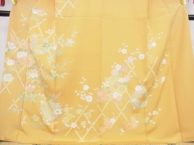 平和屋本店●極上 創業460年・千總 訪問着 刺繍 桧垣花文 金彩 松坂屋扱い 正絹 逸品 KAAA0457kk4