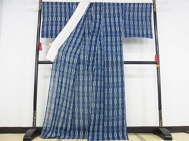 平和屋本店■極上 夏物 銀座もとじ 小紋 紗紬 本藍 間道 正絹 逸品 KAAA0470kk4