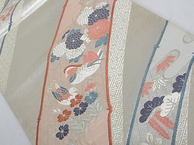 平和屋着物■有耺佐賀錦 六通柄袋帯 鴛鴦花文 金銀糸 正絹 逸品 AAAC2122Aog