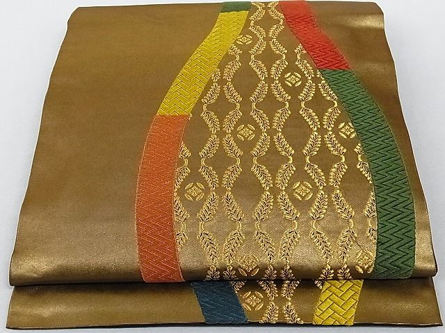 平和屋着物□六通柄袋帯 唐織 立涌文 金糸 引箔 正絹 逸品