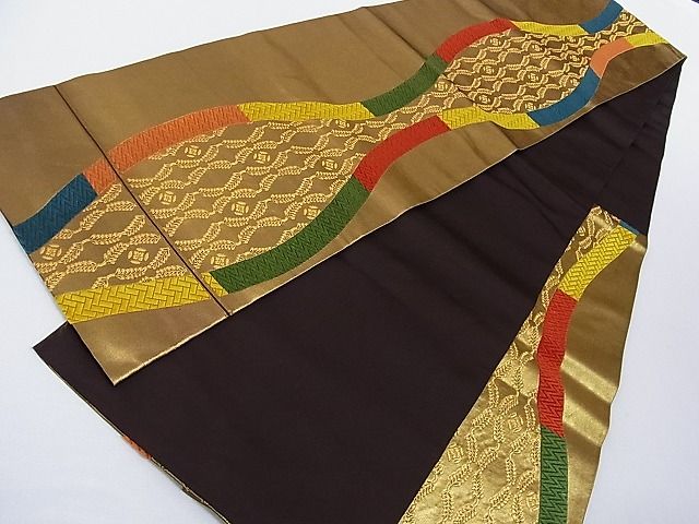 平和屋着物■六通柄袋帯 唐織 立涌文 金糸 引箔 正絹 逸品 AAAD1014Aog