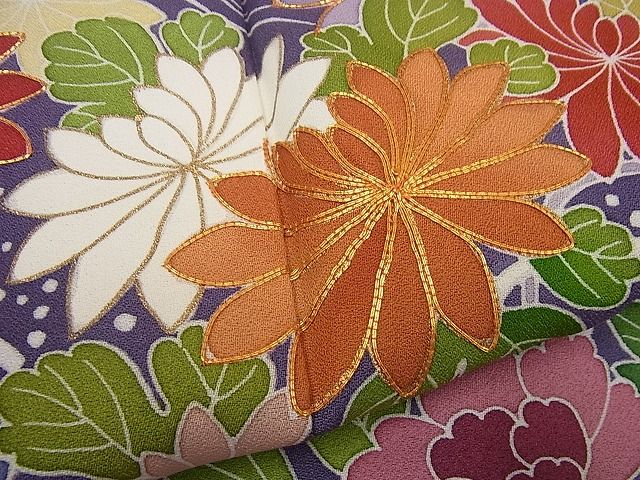 平和屋本店●極上 創業460年・千總 誰が袖好み 振袖 駒刺繍 鼓流水花文 金彩 高島屋扱い 逸品4s581
