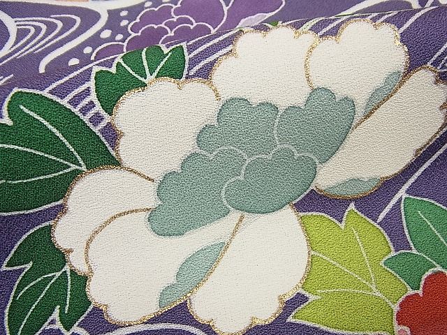 平和屋本店●極上 創業460年・千總 誰が袖好み 振袖 駒刺繍 鼓流水花文 金彩 高島屋扱い 逸品4s581