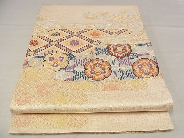 平和屋着物■六通柄袋帯 唐織 霞蜀江花文 金糸 正絹 逸品 AAAC1648Apf