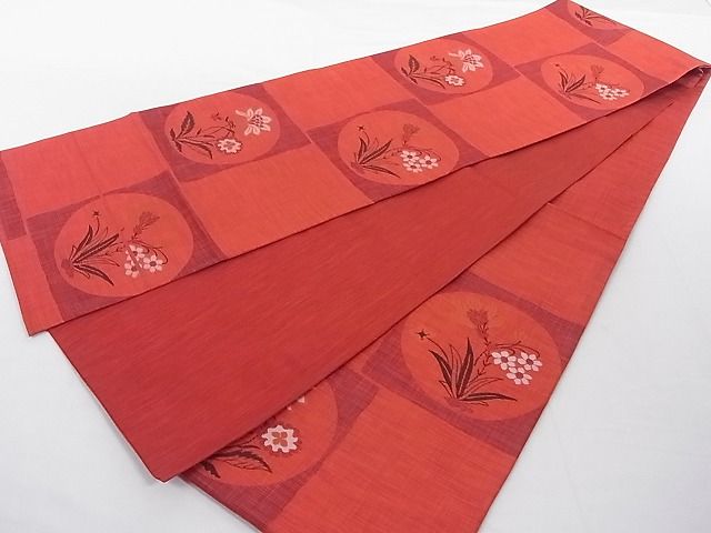 平和屋着物■六通柄袋帯 草子 花丸文 正絹 逸品 AAAC8316Agk