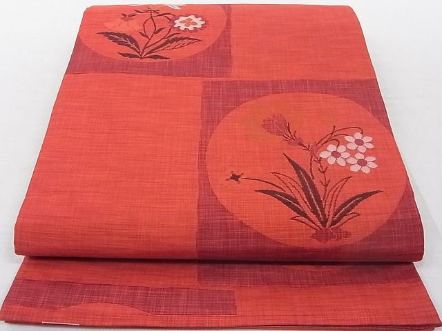 平和屋着物■六通柄袋帯 草子 花丸文 正絹 逸品 AAAC8316Agk