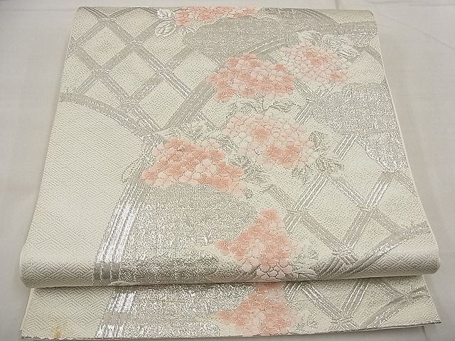 平和屋着物■六通柄袋帯 唐織 籬花文 銀糸 逸品 n-ea1840