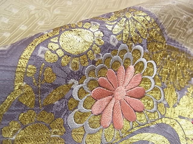 平和屋本店●極上 創業460年・千總 振袖 駒刺繍 絞り 雪輪鳳凰花文 金銀彩 逸品 DZAA0057kh4