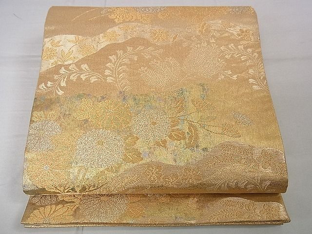 平和屋着物■六通柄袋帯 草花文 金糸 引箔 逸品 DAAB1134jm
