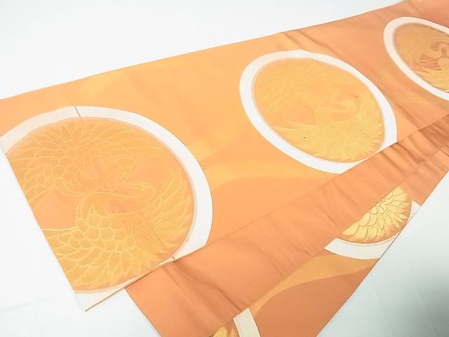平和屋着物■六通柄 本袋袋帯 双鶴丸文 金糸 逸品 DAAA2148mz