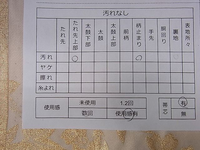 平和屋着物■六通柄袋帯 孔雀御所車花文 金糸 逸品 DAAA2185mz