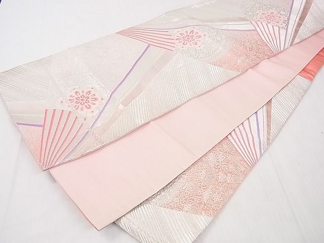 平和屋着物■六通柄袋帯 扇面正倉院花文 銀糸 逸品 DAAA2198mz