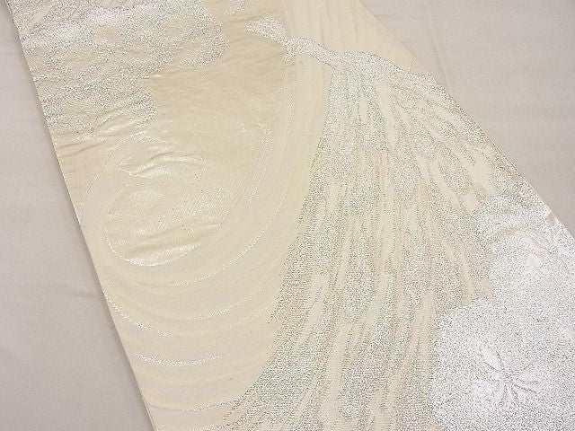 平和屋着物■六通柄袋帯 孔雀花文 銀糸 逸品 BAAC8705ip