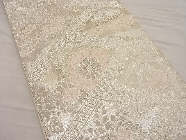 平和屋着物■六通柄袋帯 唐織 檜垣草花文 銀糸 逸品 BAAC8733ip