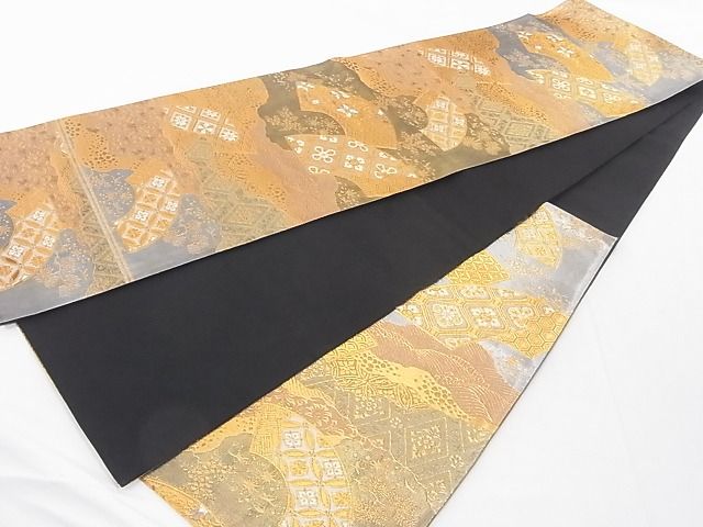 平和屋着物■六通柄袋帯 道長地紙吉祥文 金銀糸 正絹 逸品 AAAD7926Agk