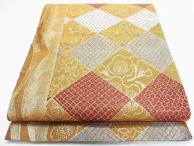 平和屋着物■六通柄袋帯 菱鹿の子花文 壱阡参百八拾口織 金糸 逸品 CAAC0018in