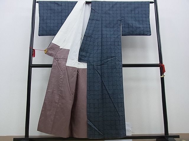 平和屋着物■上質なお召 瓦文様 逸品 BAAC3122kg