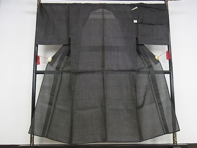 平和屋本店■極上 男性 夏物 石川県指定無形文化財 能登上布 本麻手織上布 縞 反端付き 麻 逸品 未使用 KAAA0623kk4