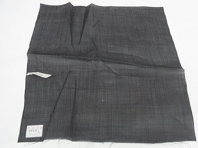 平和屋本店■極上 男性 夏物 石川県指定無形文化財 能登上布 本麻手織上布 縞 反端付き 麻 逸品 未使用 KAAA0623kk4