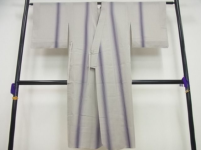 平和屋本店▽極上 道中着 毛利ゆき子 西陣 輝洸謹製 ロング丈 スリーシーズン 春夏秋 お召地 縞 証紙付き 逸品 未使用4s672