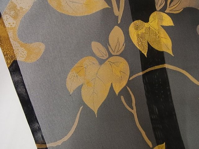 平和屋本店■希少 夏物 久保田一竹 幻の辻が花 訪問着 紗 朝顔 黒地 木箱付き 逸品4s680