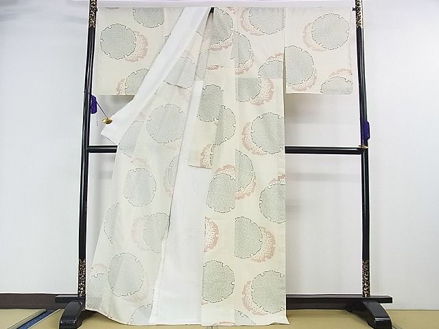 平和屋本店*極上 夏物 石川県指定無形文化財 夏牛首紬 白山工房 手織り 鹿の子 雪輪 証紙付き 逸品 未使用 DZAA0115kh4