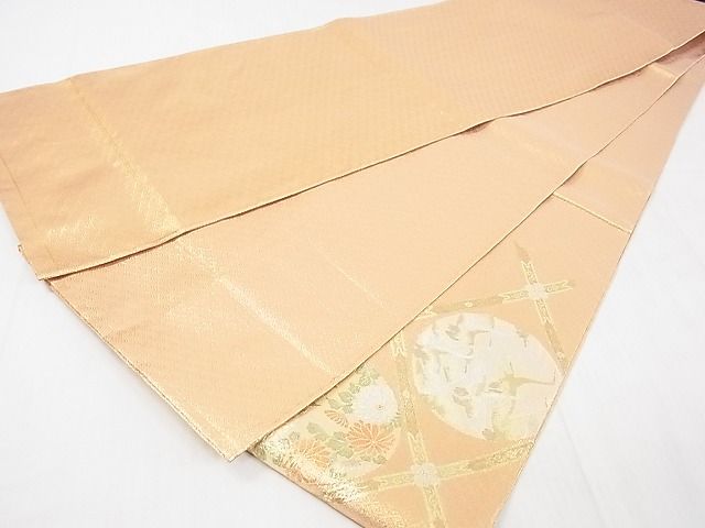 平和屋着物◎佐賀錦 太鼓柄袋帯 天井飛鶴花文 金糸 逸品 DAAA2258mz