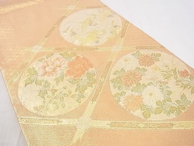 平和屋着物◎佐賀錦 太鼓柄袋帯 天井飛鶴花文 金糸 逸品 DAAA2258mz