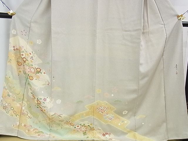 平和屋着物●京友禅の第一人者 松井青々 訪問着 吉祥花文 金彩 逸品 DAAC1006eee