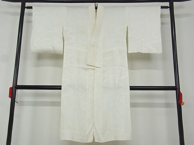 平和屋着物■長襦袢 無双仕立て 雲取り花地紋 正絹 逸品 AAAD6993Bwt
