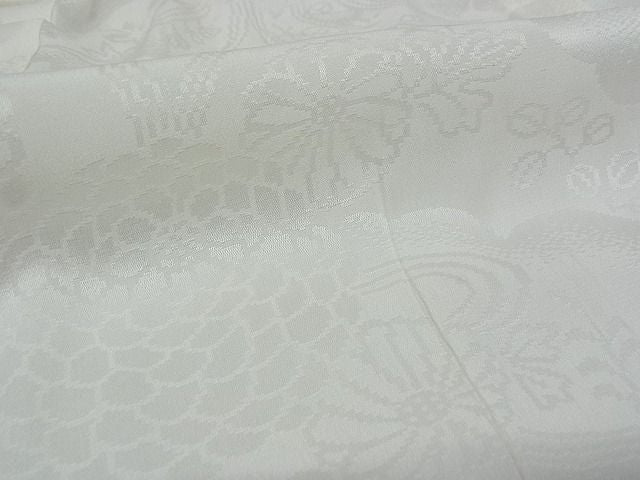 平和屋着物■長襦袢 無双仕立て 雲取り花地紋 正絹 逸品 AAAD6993Bwt