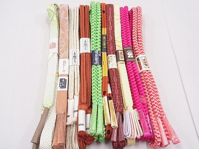 平和屋本店■和装小物 帯締め10本 全て未使用 高麗組 冠組 黄八丈 平組・丸組 金糸 東急百貨店扱い 未使用 DZAA10969kh5