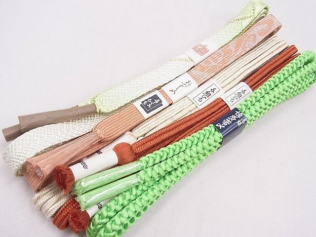 平和屋本店■和装小物 帯締め10本 全て未使用 高麗組 冠組 黄八丈 平組・丸組 金糸 東急百貨店扱い 未使用 DZAA10969kh5