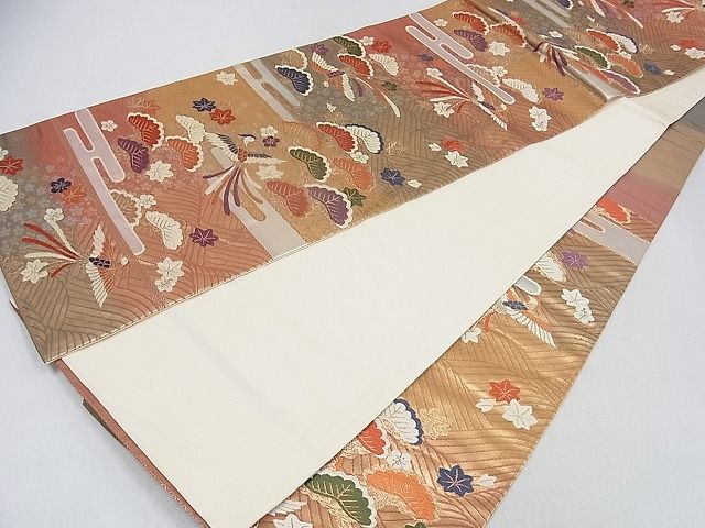 平和屋着物◎六通柄袋帯 唐織 エ霞鳳凰吉祥花文 金銀糸 逸品 DAAA0659ea