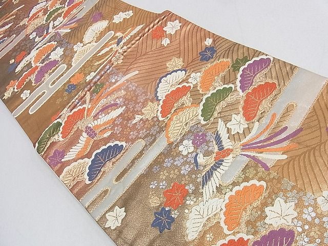 平和屋着物◎六通柄袋帯 唐織 エ霞鳳凰吉祥花文 金銀糸 逸品 DAAA0659ea