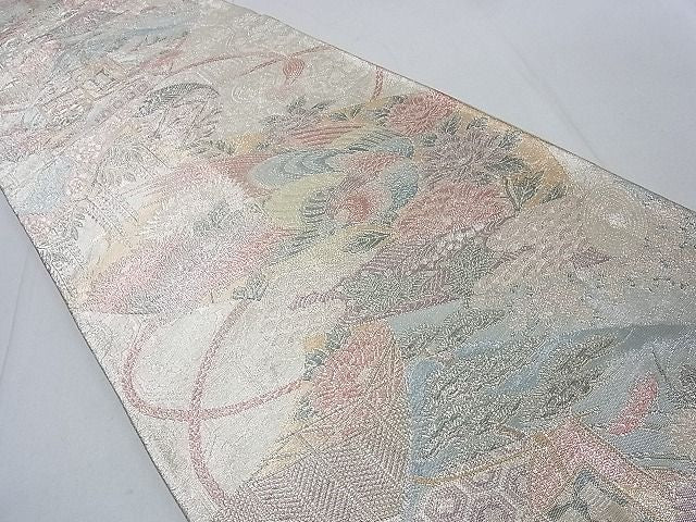 平和屋着物◎900織特選佐賀錦 六通柄袋帯 絵巻御所車鳳凰花文 逸品 DAAA0694ea