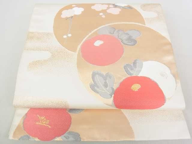 平和屋着物◎六通柄 本袋帯 草花丸文 金糸 逸品 DAAA2365mz