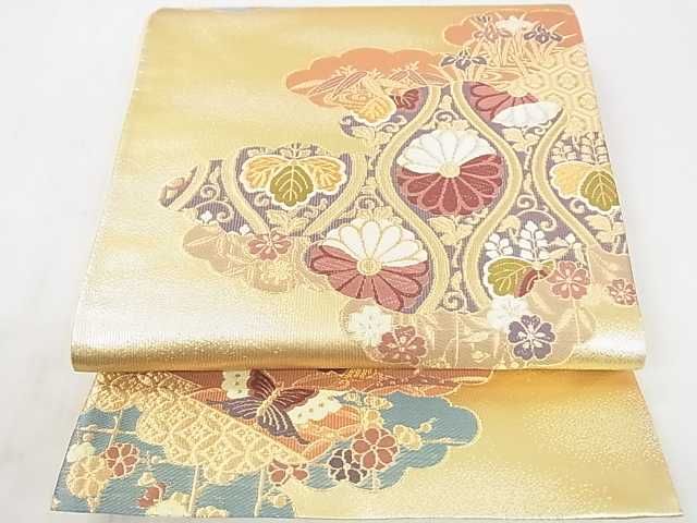 平和屋着物◎六通柄袋帯 雲取吉祥花鳥文 金糸 逸品 DAAA2406mz