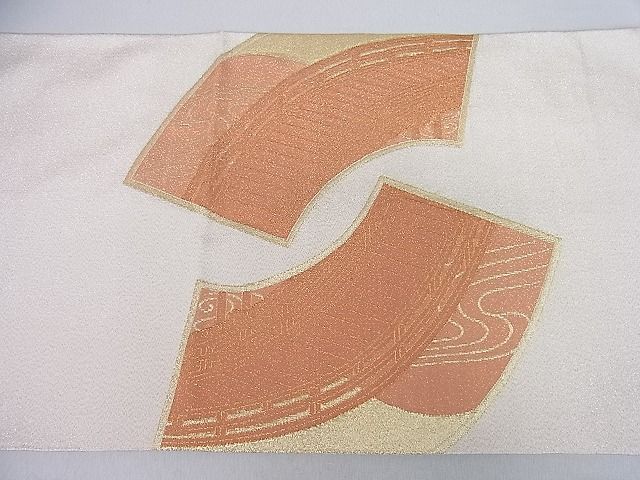 平和屋着物◎太鼓柄袋帯 扇面渡橋松文 金糸 逸品 DAAA6448ya