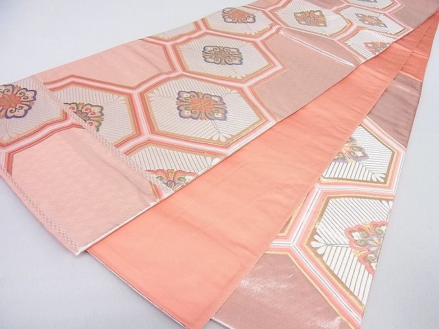 平和屋着物◎六通柄袋帯 亀甲松葉花文 金銀糸 逸品 DAAA6447ya