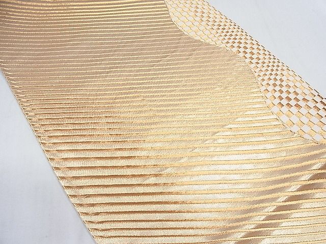 平和屋着物◎六通柄袋帯 よろけ縞 金糸 逸品 CAAC8168nb