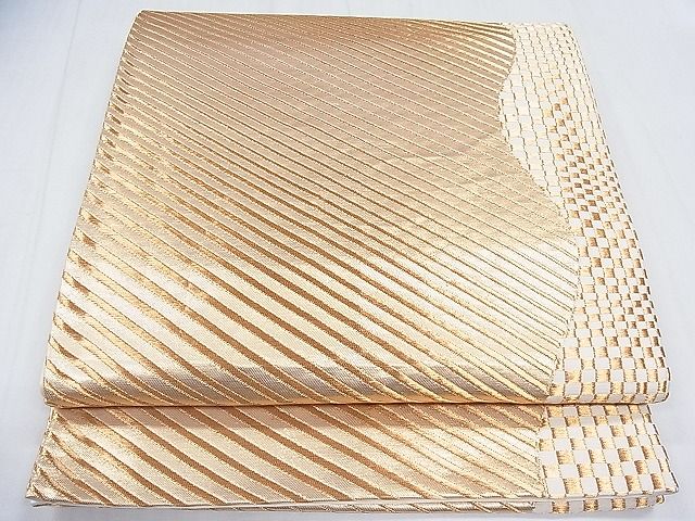 平和屋着物◎六通柄袋帯 よろけ縞 金糸 逸品 CAAC8168nb
