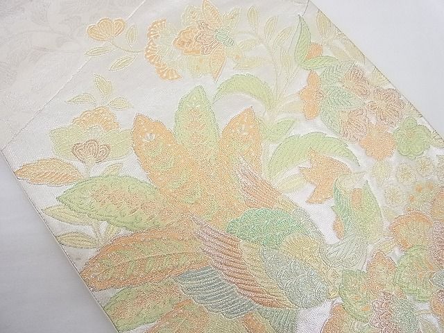 平和屋着物◎六通柄袋帯 孔雀更紗花唐草文 金銀糸 逸品 BAAC4182ac