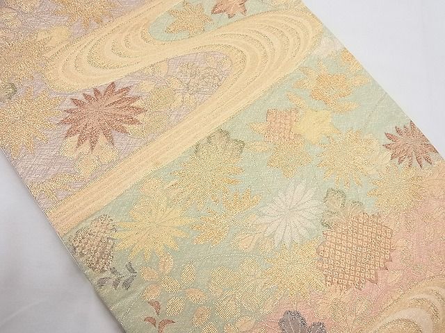 平和屋着物◎六通柄袋帯 流水草花文 金糸 逸品 BAAC4198ac