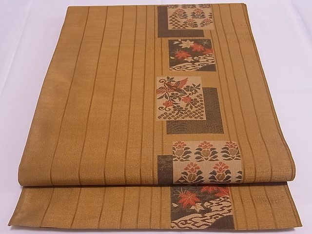 平和屋着物◎六通柄袋帯 古吟 色紙重ね花鳥文 逸品 ZAAB0107rv