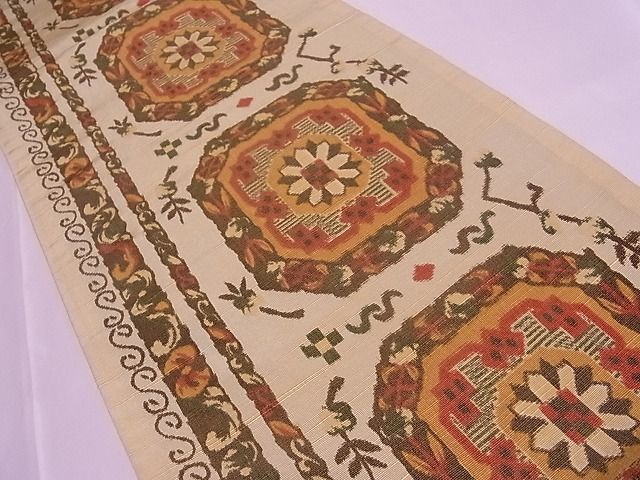 平和屋着物◎全通柄袋帯 吉祥花文 逸品 ZAAB0117rv