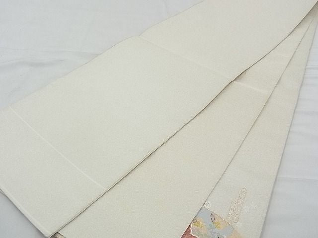 平和屋着物◎太鼓柄袋帯 唐織 エ霞扇面吉祥花文 金糸 逸品 BAAD1662du
