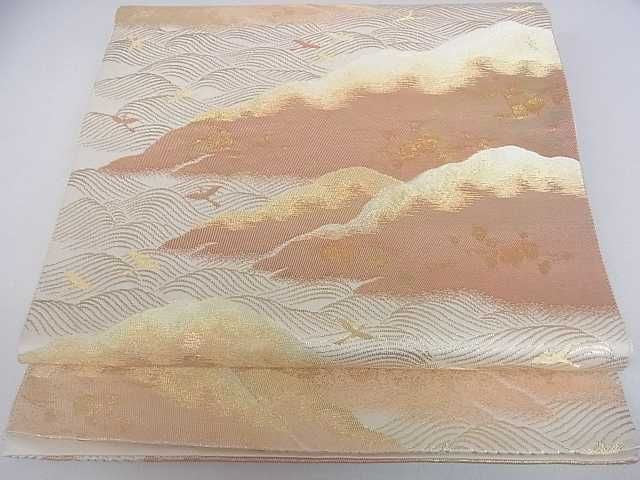 平和屋着物◎六通柄袋帯 はく錦 重ね山立波飛鳥文 金糸 逸品 DAAD0010ar